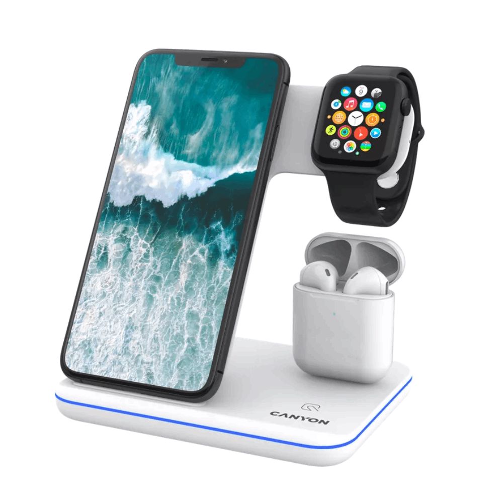 Canyon Wireless Charger 3in1 15W White / CNS-WCS302W — Simsiz yükləycilər, Bakı (3)