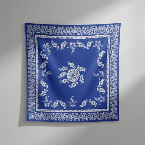 Kəlağayı Süsən, göy, ipək, 150x150 sm — Bakı