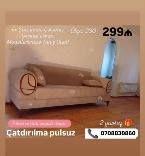 Orijinal divan modeli – ev şəraitində çəkilmiş foto. - Ölçü: 230 sm — Sumqayıt