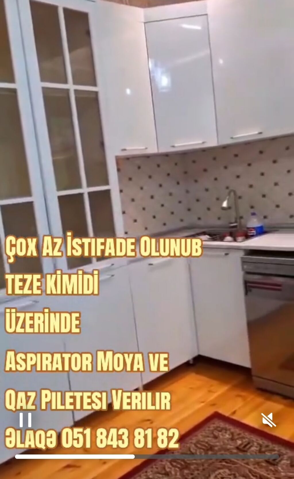 Mətbəx mebeli dəsti - Rəng: ağ, parlaq fasadlar - Planlama: L formalı — Mətbəx mobilyası, Göyçay (2)