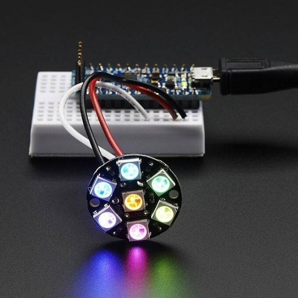 NeoPixel 7’li Dairə (CJMCU-2812-7) NeoPixel Halqa, üzərində 7 ədəd — Ampullar, Bakı (4)