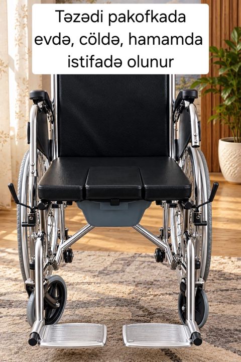 Tualetli əlil arabası – evdə, çöldə və hamamda istifadə üçün. Bakıyada — Tərtər