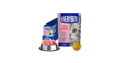 Nəm yem pişiklər üçün Everybite, balıq sousda, 75 q — Bakı