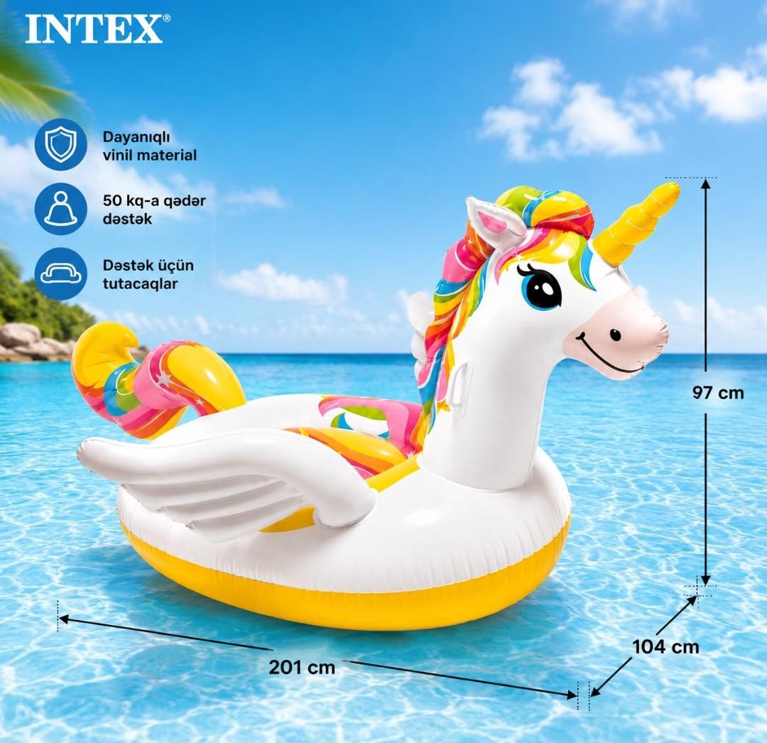 Şişmə döşək Intex Unicorn, 201x104x97 sm — Mallar, Bakı (2)