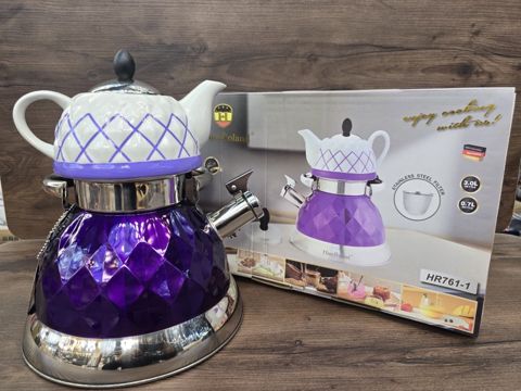 Çaydan dəsti, çaydan 3 l, dəm çayniki 0,7 l, süzgəcli, bənövşəyi - ZTW-HR-761-1A — Bakı