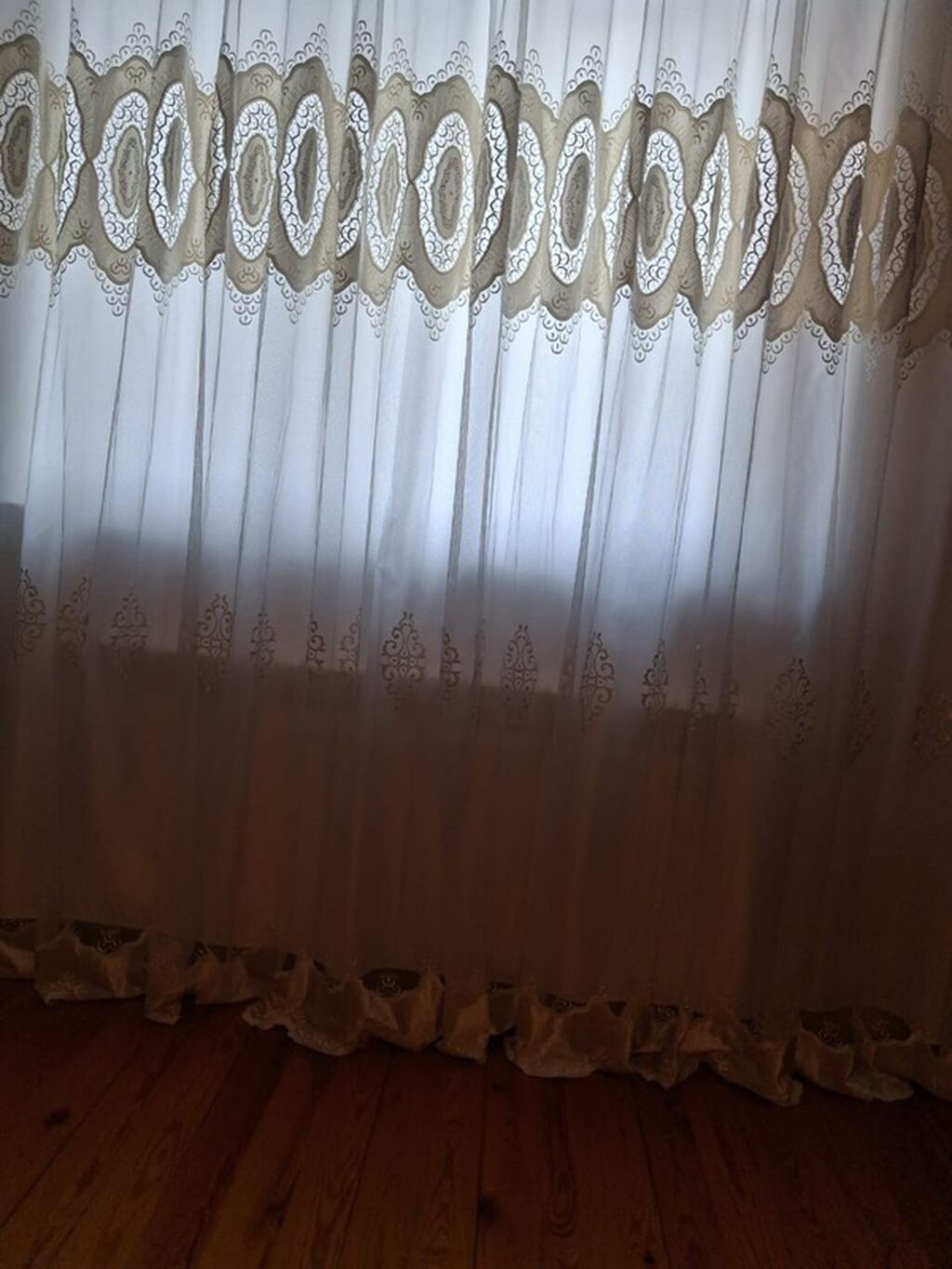 Tül pərdə - Material: incə, işıqkeçirən tül - Rəng: südlü-ağ fon — Pərdələr, kornişlər, jalüzilər, Bakı (2)