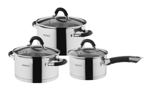 Qab-qacaq dəsti Ardesto Gemini AR1906GS, paslanmayan polad, gümüşü, 6 parça — Bakı