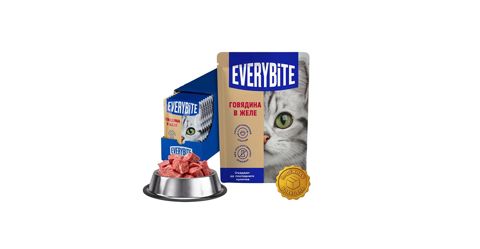Nəm yem pişiklər üçün Everybite, mal əti jeledə, 75 q — Bakı