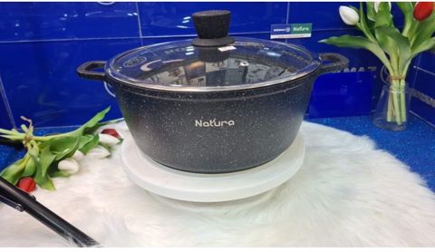 Qazan Natura AA-771664, 28 sm, qranit, qapaqlı, qara — Bakı