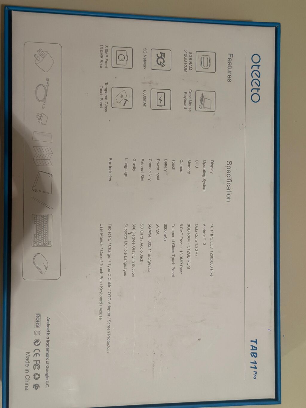 Oteeto TAB 11 Pro planşet Əsas xüsusiyyətlər: - Ekran: 10.1" IPS LCD — Digər planşetlər, Bakı (3)