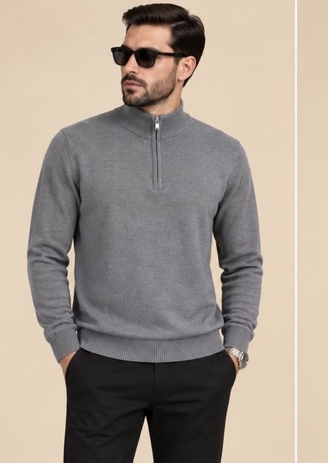 Kişi sviteri 2830600, boz, pambıq, ölçü L — Bakı