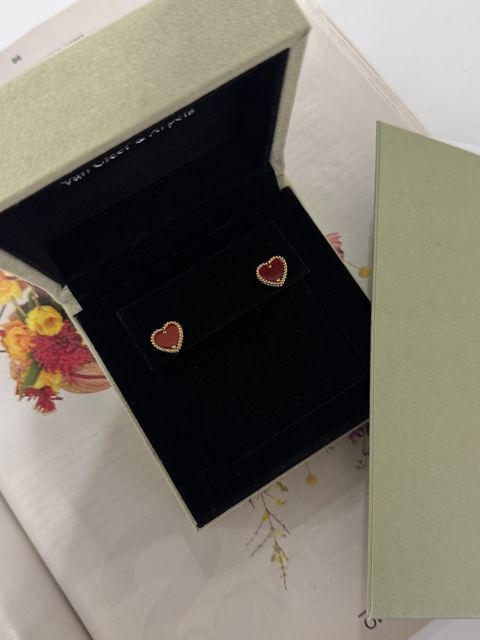 Kiçik sırğalar, qızıl örtüklü paslanmayan polad, Rose Gold/qırmızı — Bakı