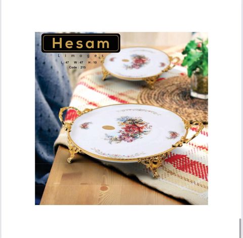 Şirniyyat qabı Hesam Limoges 215_RB, 47x47x10 sm, keramika, ağ, dairə - 215_RB — Bakı