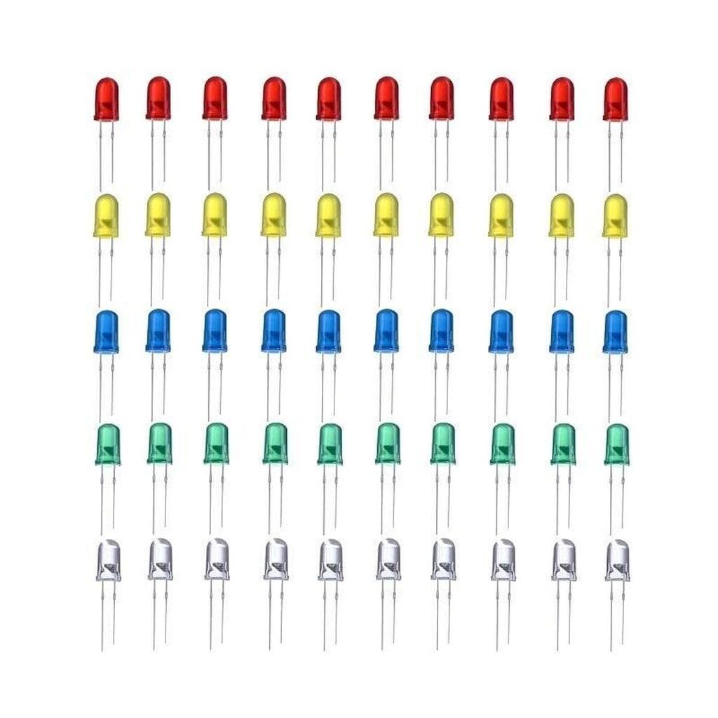 5 mm LED Dəsti — 50 ədəd Robotik tətbiqlər, Arduino layihələri və — Ampullar, Bakı (2)