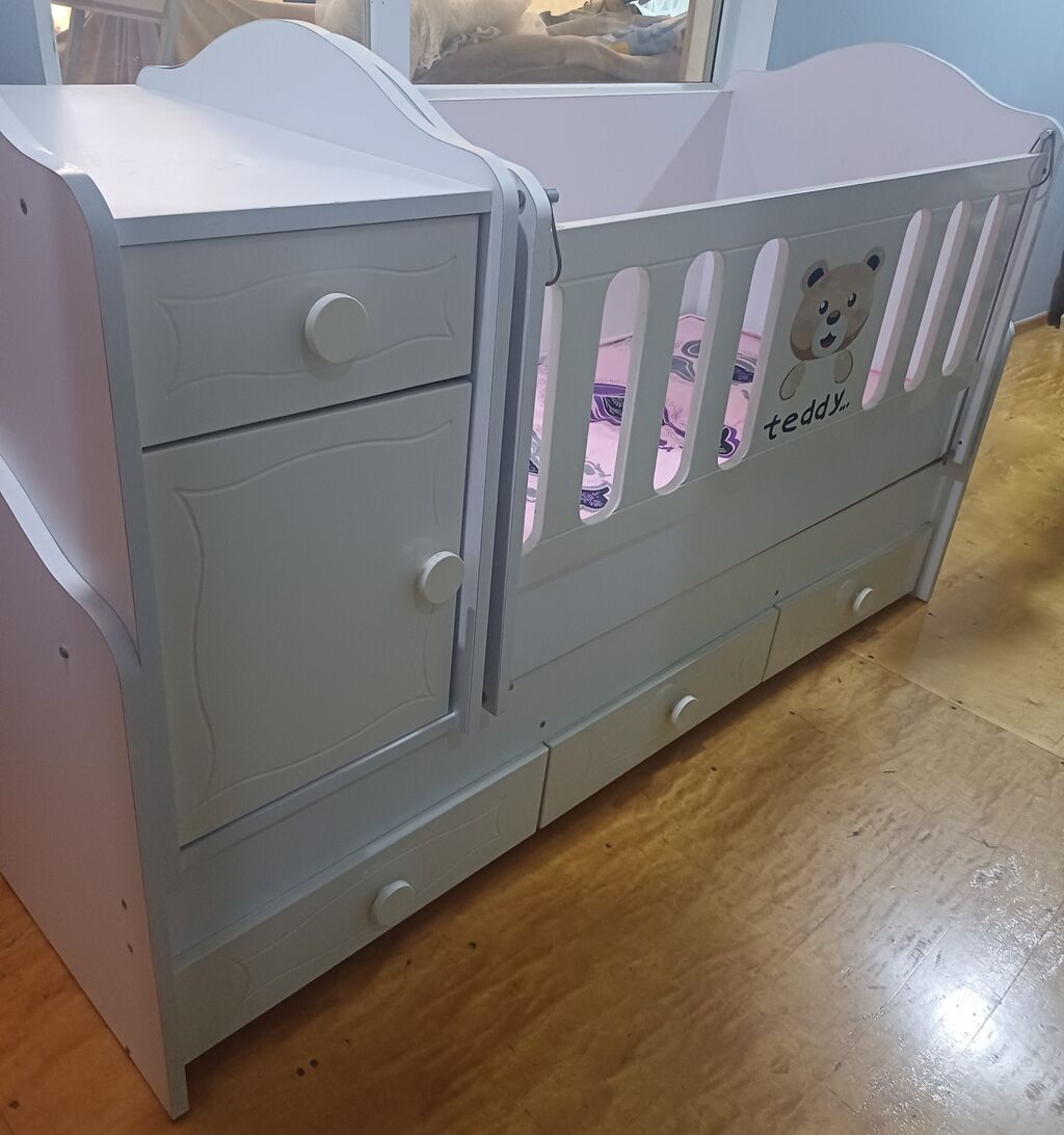 Uşaq beşiyi – funksional kombi model - Material: ağ rəngli Mdf/ldsp — Bəşikləri, Bakı