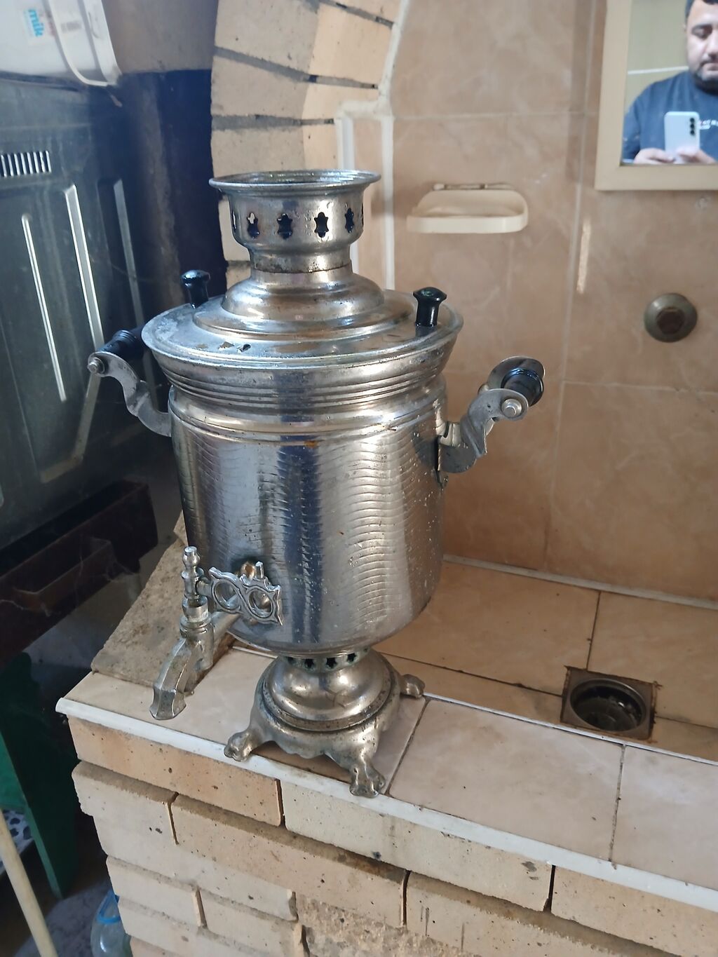 Klassik metal samovar - Material: tam metal/krom örtüklü gövdə — Samovarlar, Xırdalan (3)