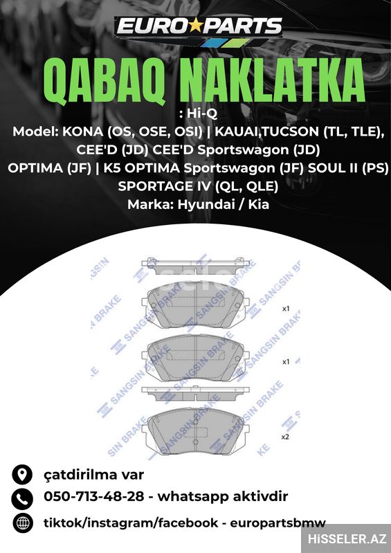 Hyundai Tucson Ceed Kia Sportage Qabaq Naklatka — Gidiş hissəsi, Bakı