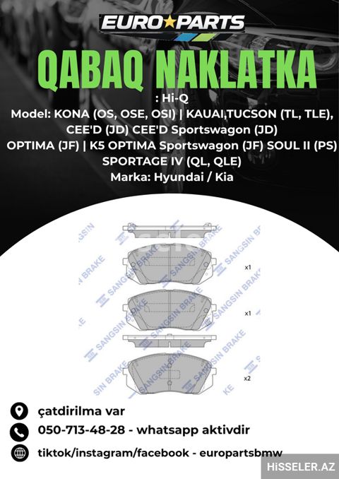 Hyundai Tucson Ceed Kia Sportage Qabaq Naklatka — Bakı