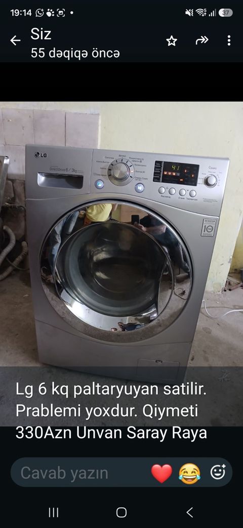 LG paltaryuyan maşın – 6 kq yuma, 3 kq qurutma. Direct Drive — Sumqayıt