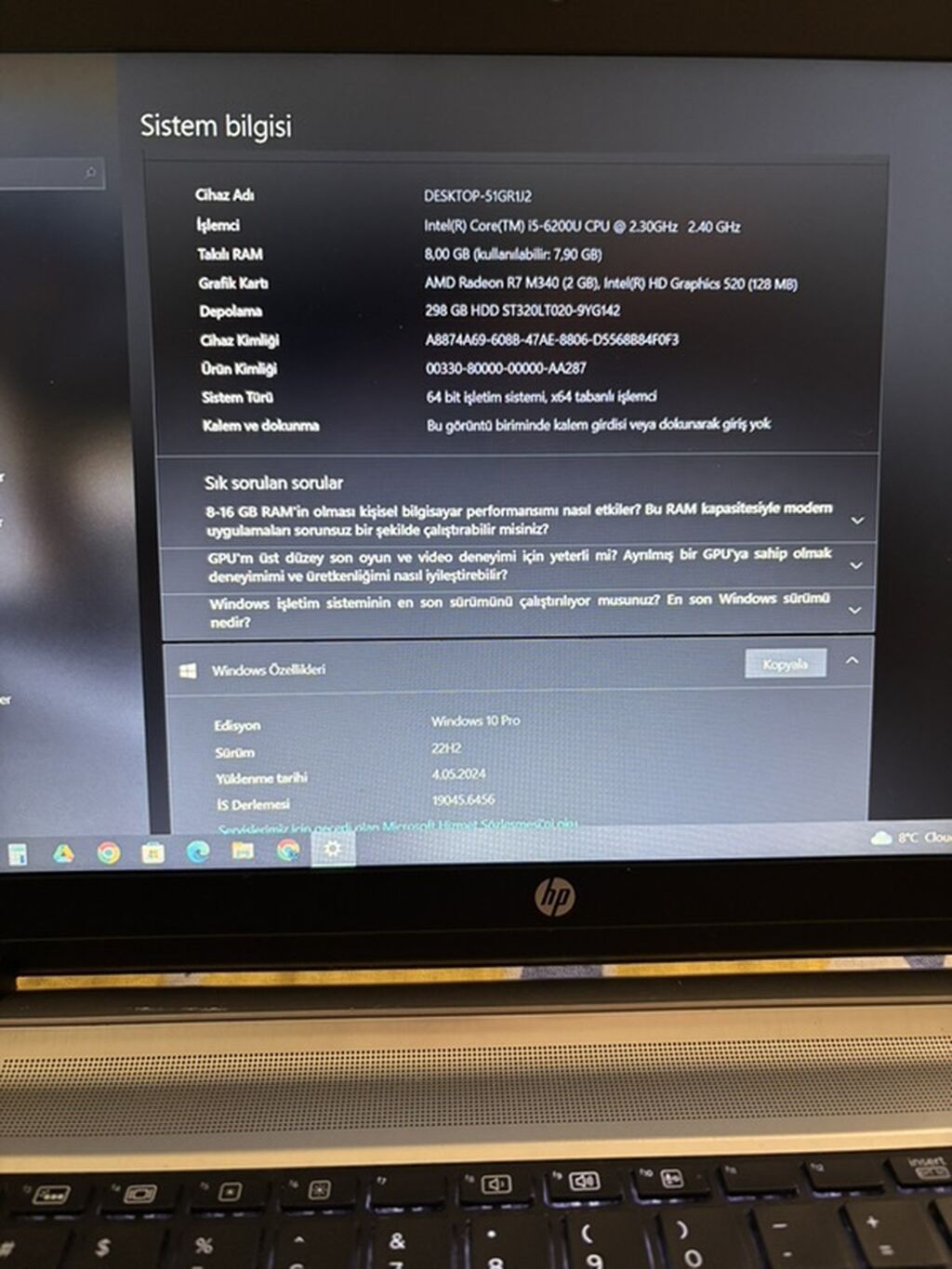 HP ProBook noutbuk - Ekran: 15.6" - Prosessor: Intel Core i5-6200U — HP, Gəncə (4)