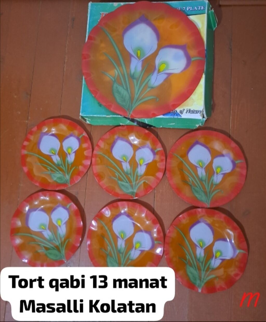 Tort və şiriniyyat qabı, rəng - Narıncı — Süfrə qabı, Masallı