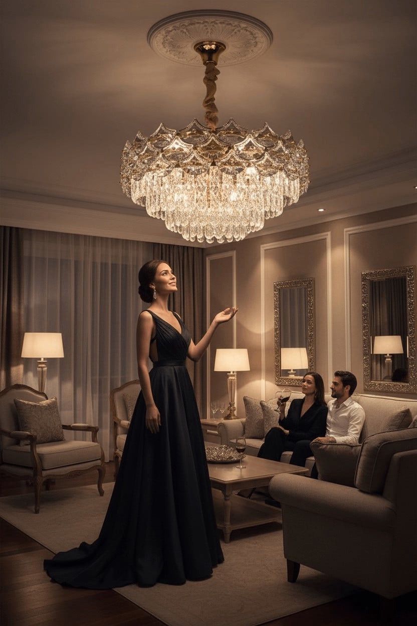 Asma kristal LED çıraq, klassik-modern üslub, 80 sm - prml_ll96 — Mallar, Bakı (2)