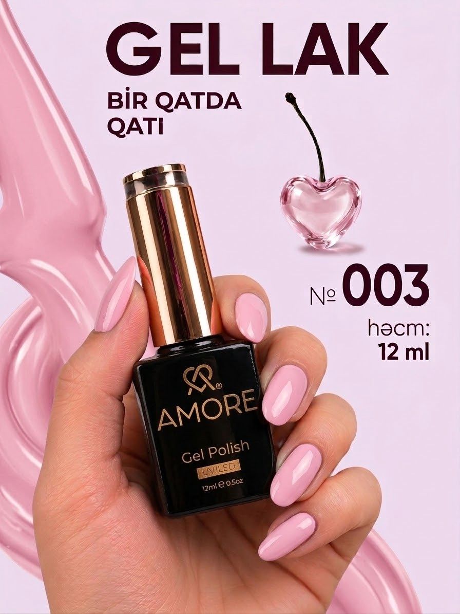 Gel-lak dırnaqlar üçün Amore 006, çəhrayı, 12 ml — Mallar, Bakı