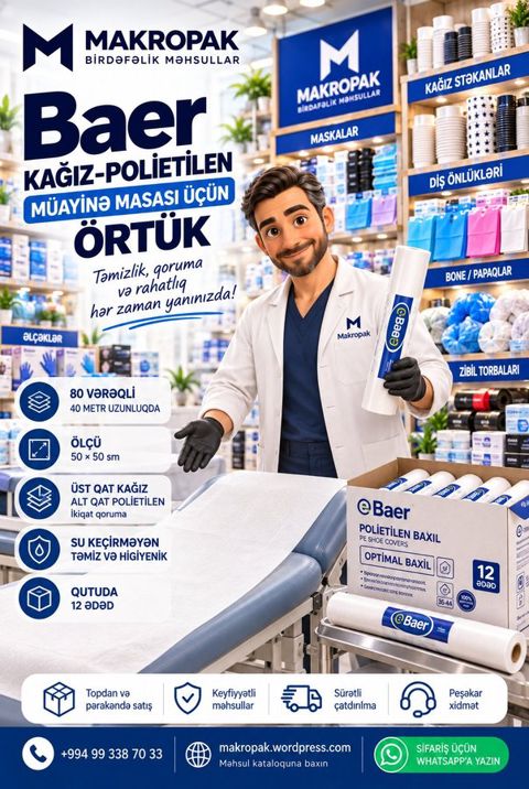 Baer kağız-polietilen müayinə masası üçün örtük — Bakı