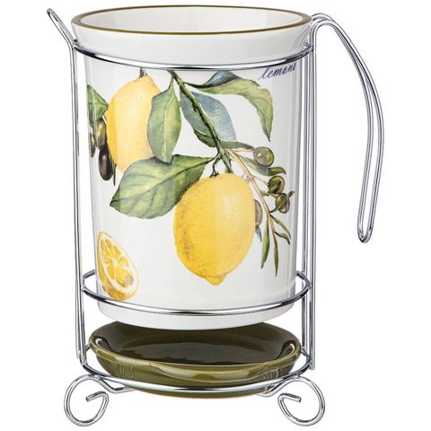 Süfrə ləvazimatları üçün altlıq Agness Lemon Tree, keramika, ağ/yaşıl, 10.5x10.5x16 sm — Bakı