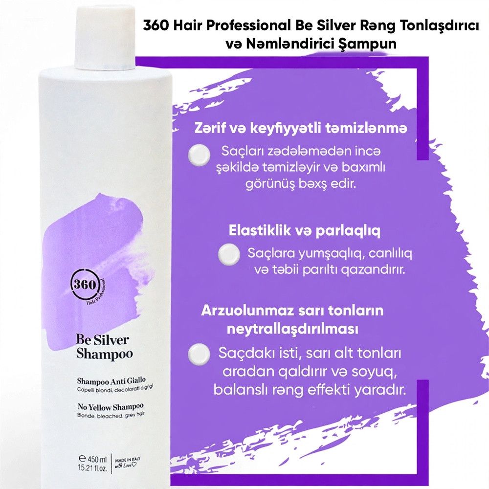 Şampun 360 Hair Professional Be Silver, 450 ml — Mallar, Bakı (2)