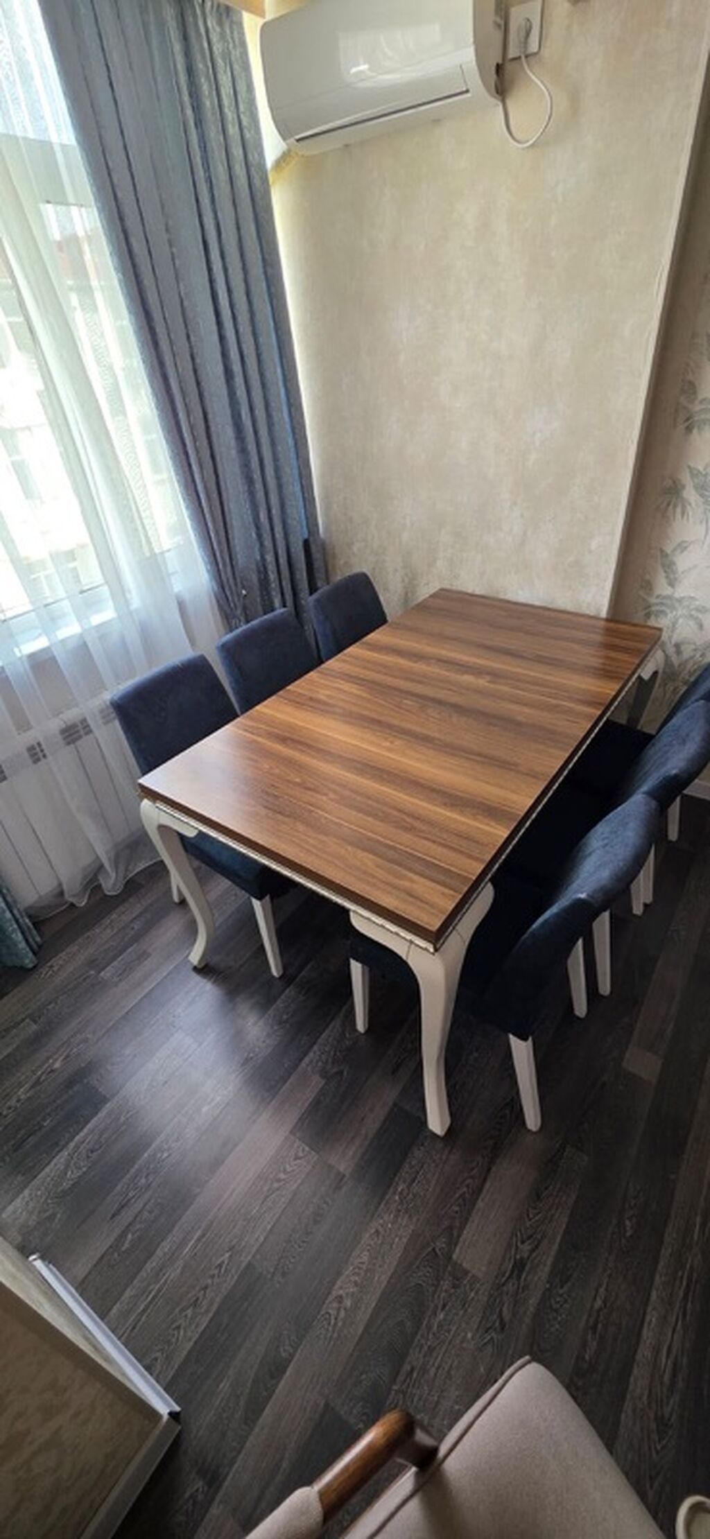 Qonaq otağı üçün, İşlənmiş, Açılmayan, Dördbucaq masa, 6 stul — Masalar və stullar, Cəbrayıl (3)