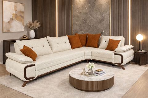 Künc divan Stil Mebel Harmony, tekstil, krem, 320x230 sm — Bakı