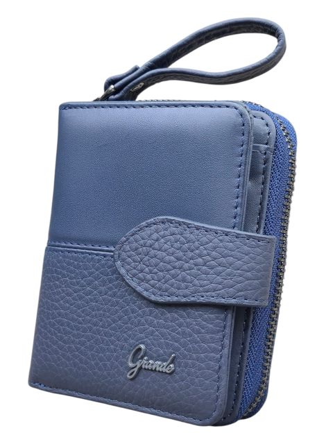 Qadınlar üçün pul kisəsi, təbii dəri, göy, 11x9 sm, 7 kart bölməsi, Türkiyə istehsalı - Grande_2831_Blue — Bakı