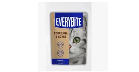 Nəm yem pişiklər üçün Everybite, mal əti sousda, 75 q — Bakı