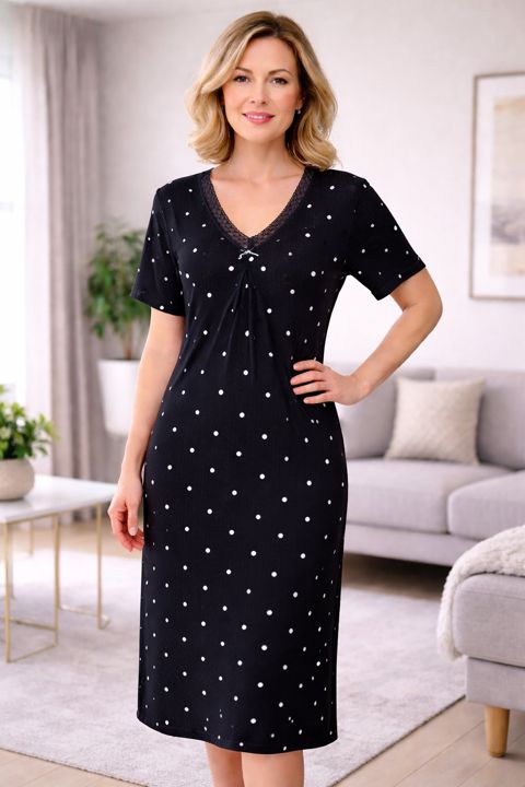 Gecə köynəyi qadınlar üçün HN3, qara, pambıq, ölçü L/XL — Bakı