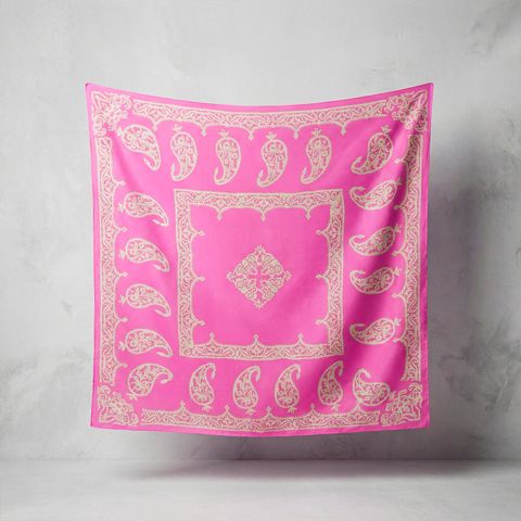 Kəlağayı Süsən S1499, ipək, çəhrayı, 150x150 sm — Bakı