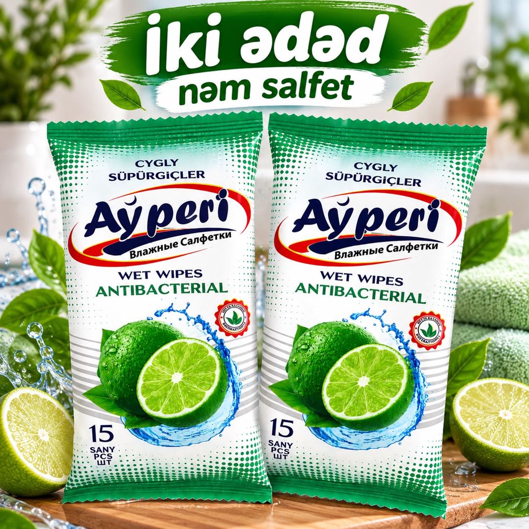 Nəm salfet No brand, ayperi, Limon, 15 əd, Təmizləyici — Mallar, Bakı