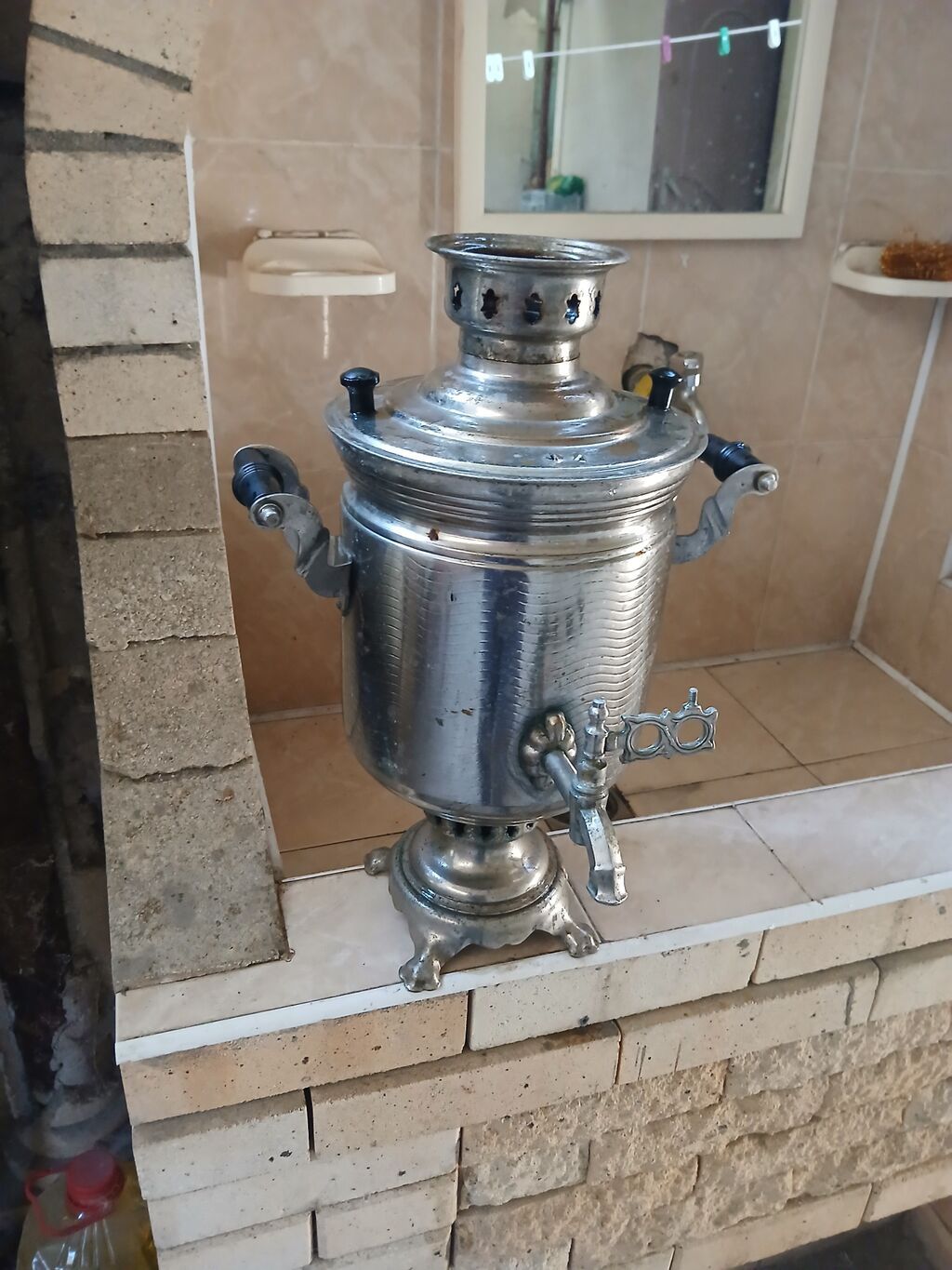 Klassik metal samovar - Material: tam metal/krom örtüklü gövdə — Samovarlar, Xırdalan (5)