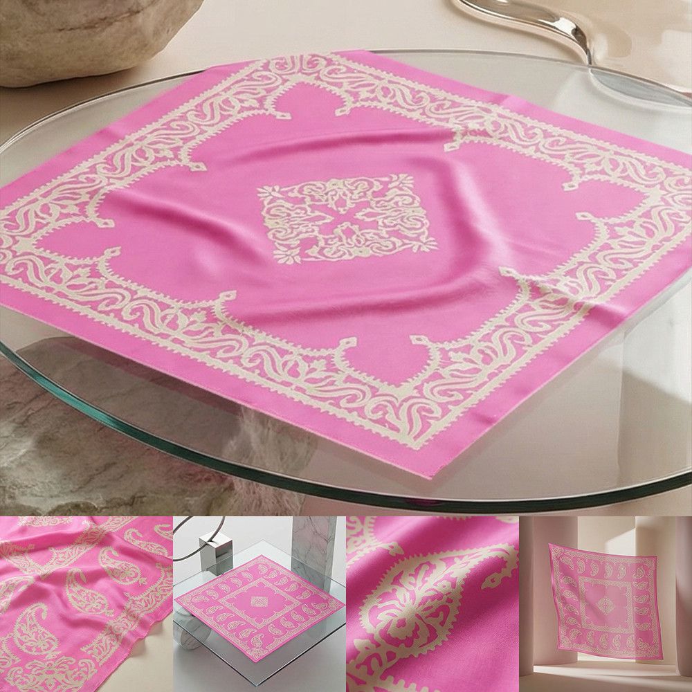 Kəlağayı Süsən S1499, ipək, çəhrayı, 150x150 sm — Mallar, Bakı (3)