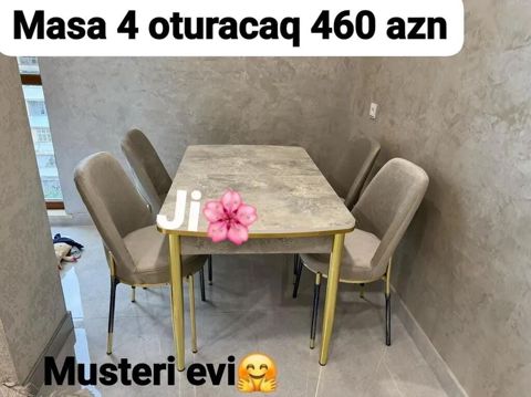Mətbəx/qonaq otağı üçün modern masa və 4 ədəd stul dəsti — Sumqayıt