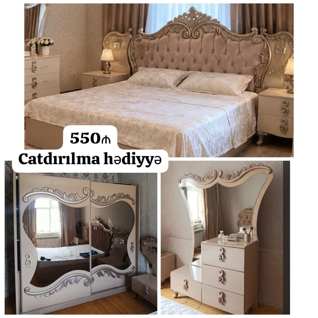 Yataq desti satilir. *Qiymeti 550 Azn.* *Catdirilma pulsuz.* — Yataq otağı mobilya dəstləri, Bakı