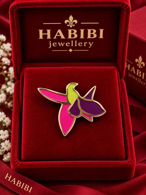 Zinət broşu Habibi Jewellery HJ978, Xarı bülbül, qızıl 585 əyar — Bakı