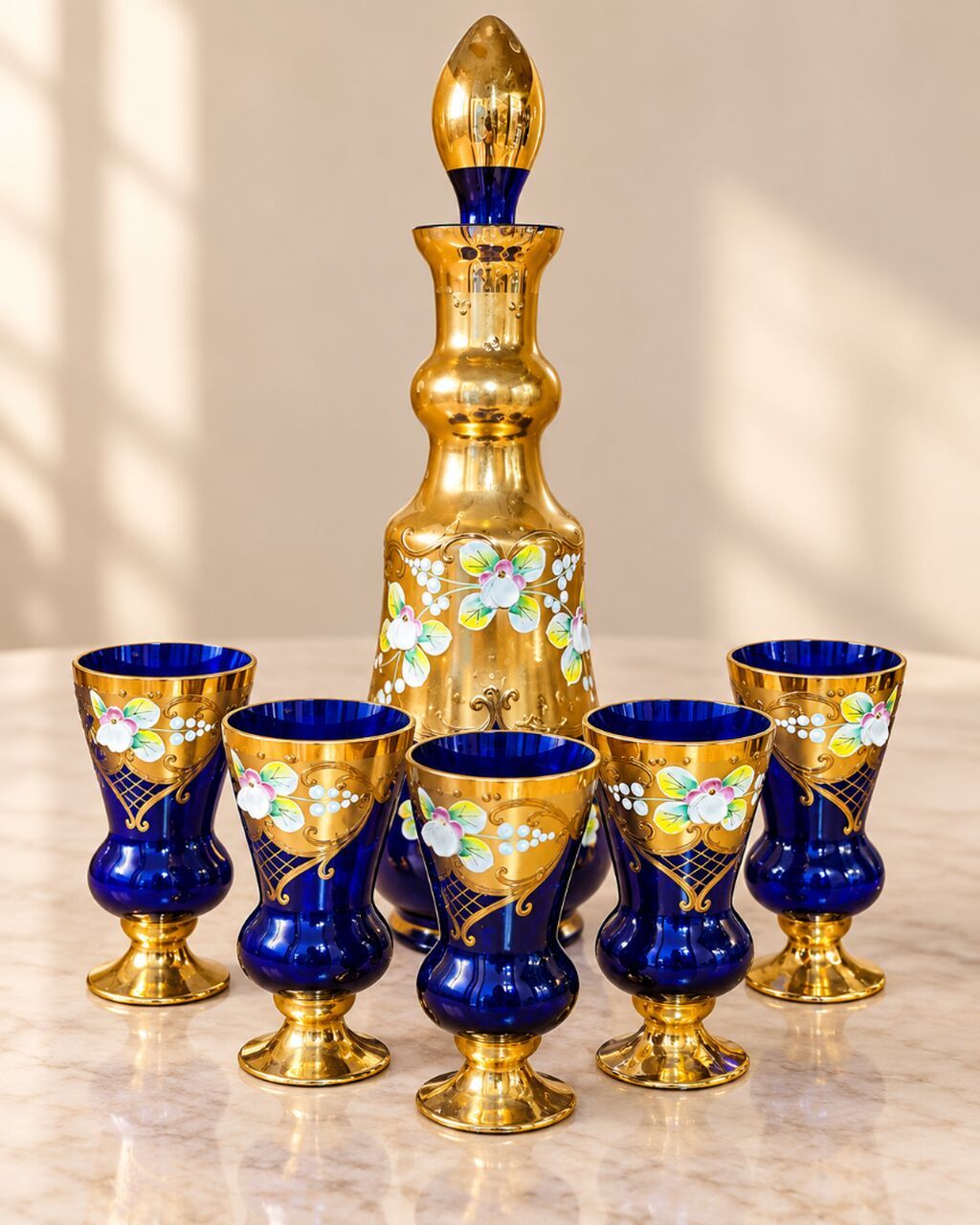 Vintaj dekorativ dəst — qrafin + 5 qədəh Çox gözəl və zərif vintaj — Süfrə qabı, Bakı