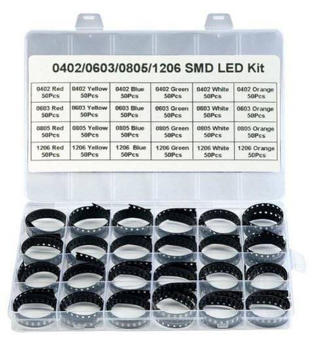 SMD LED Dəsti – 1200 ədəd, 6 rəng, 4 kılıf ölçüsü Qiymət: 36 0402 — Ampullar, Bakı (4)