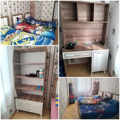 Gənc yataq dəsti 450 Azn. 3 çarpayı, yazı masası və dolab aiddir — Digah
