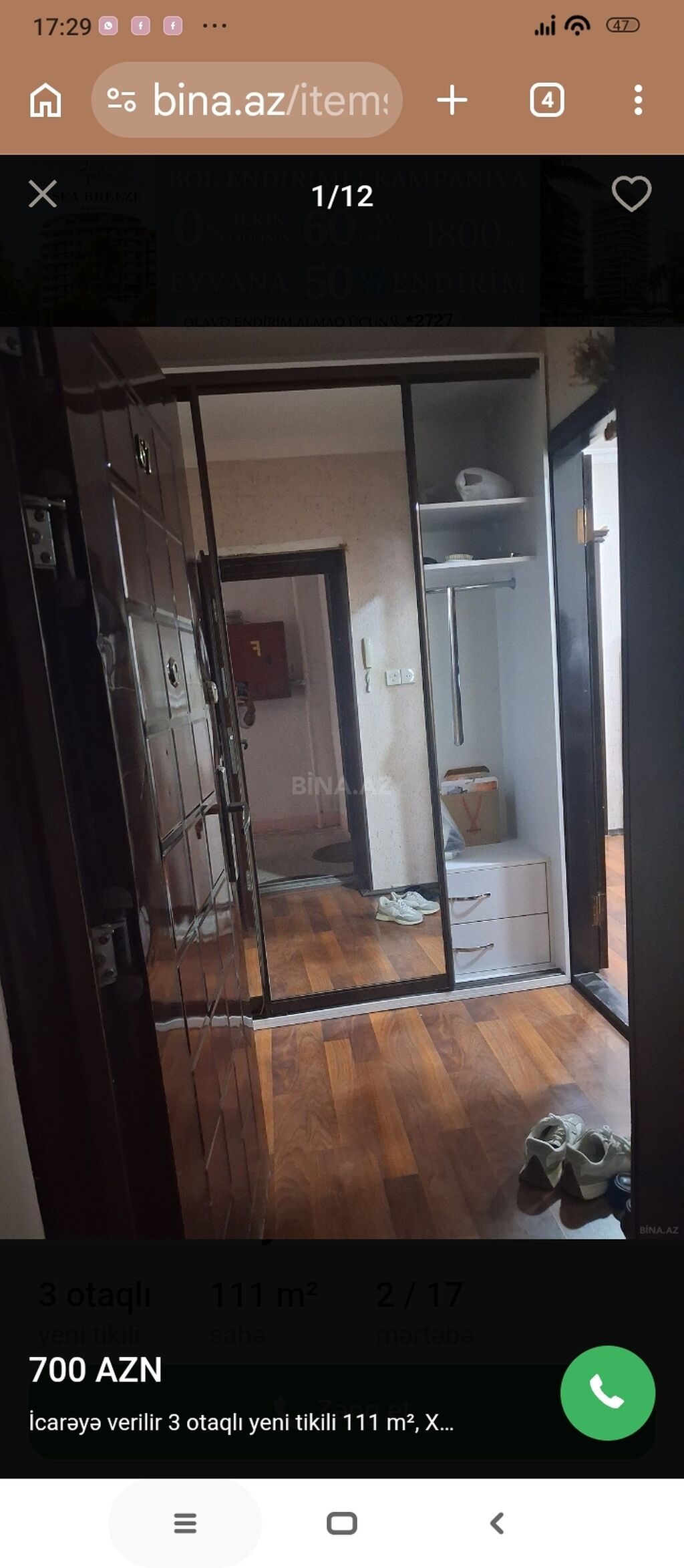 İcarə üçün mənzil – 3 otaqlı, 111 m², yeni tikili, 2/17 mərtəbə.MƏNZİL — Mənzil, Bakı (4)
