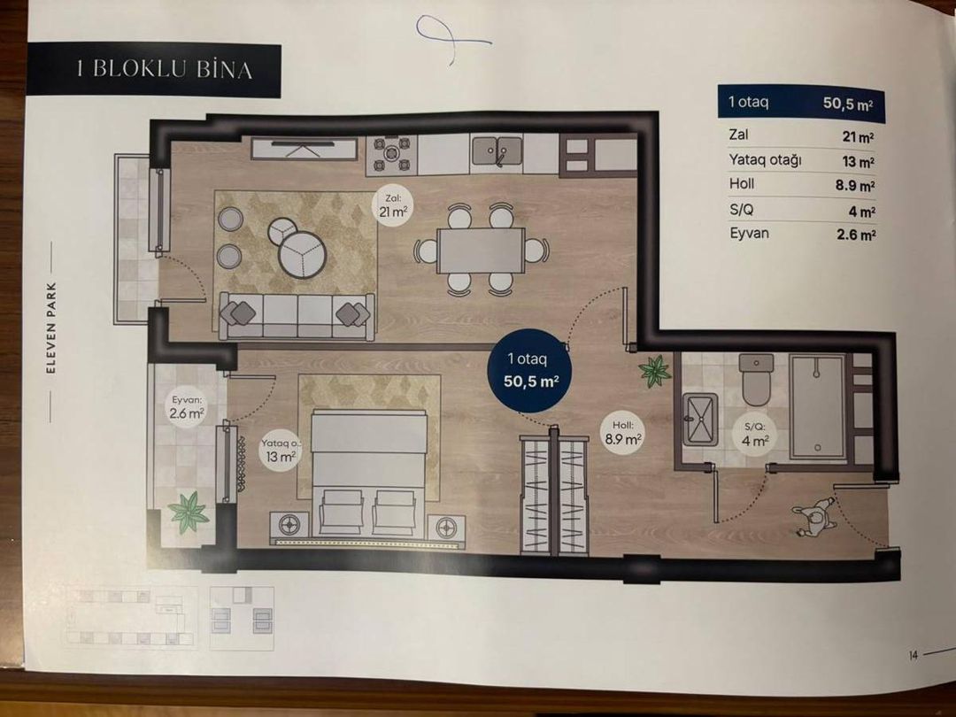 Satılır 2 otaqlı yeni tikili 50.5 m² — Mənzil, Bakı (2)