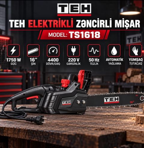 Elektrik mişarı TEH TS1618 1750 W ev/bağ/odun üçün — Bakı