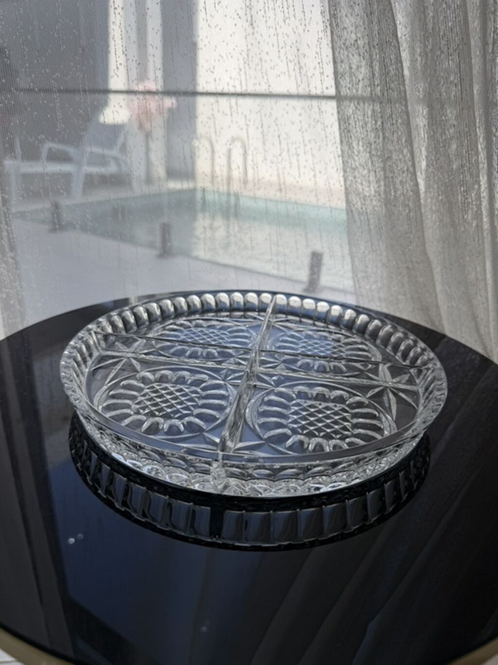Şüşə bölməli servis qabı - Material: qalın, şəffaf şüşə - Forma — Süfrə qabı, Digah (2)