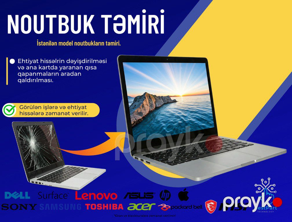Noutbuk təmiri — Aparatların təmiri və quraşdırılması, Bakı
